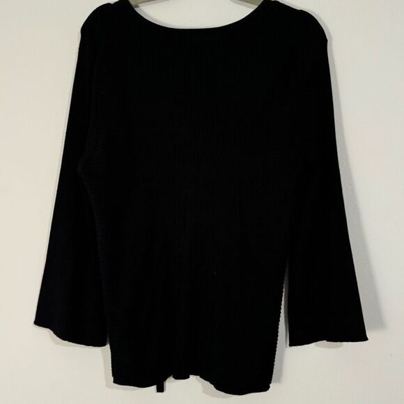 INC International Concepts Lace Up Eyelet V-Neck Ribbed Flare Sleeve Sweater XL - Picture 5 of 7